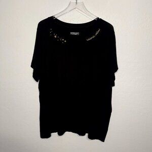 Torrid Embroirdered Gold Super Soft Black Cosmic Top 3 3X 22/24